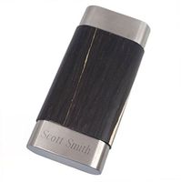 Personalized Visol Terran Dark Exotic Wood & Stainless Steel Cigar Case - Large Ring Gauge Cigars
