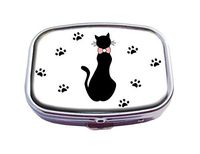 Top A Cat Custom Personalized Square Pill Box Decorative Box Vitamin Container Pocket Or Wallet (Cat -8)