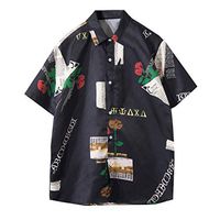 Men Tropical Shirts Summer Beach Hawaiian Printing Fashion Lapel Casual Loose Short-Sleeve Top Blouse