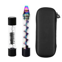 Rainbow Round Mouth Glass Tube Tool for Herbs with Cleaning Tool & Zipper Case