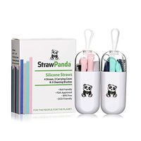 Reusable Silicone Drinking Straws by StrawPanda- All Bottle and Tumblers Sizes covered (20/30oz) 8 Pack - 4 Straws, 2 Cases, Cleaning Brush, and cleaning squeegee, BPA Free