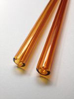 Set of 2-Beautiful, Crystal Clear, Amber Drink Straws 9.5mm x 8" w/Brush