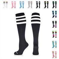 NEWZILL Compression Socks (20-30mmHg) for Men & Women, BEST Graduated Athletic Fit for Running, Nurses, Shin Splints, Flight Travel & Pregnancy. Boost Circulation (Stripes Black/White, Large)