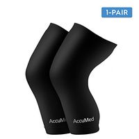 AccuMed Copper Compression Knee Sleeve - Made with Real Copper-Embedded Fiber for Recovery, Pain, Support of Stiff and Sore Muscles/Exercise/Sports. for Men & Women. 1 Pair Large (ACKS-L).