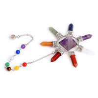 GEM-inside Pyramid Natural Amethyst Pendant 3.11" Dowsing 7 Chakra Pendulum for Divination Real Stone Reiki Necklaces for Women Energy Healing