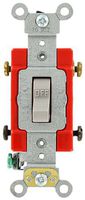 Leviton 1222-2GY 20 Amp, 120/277 Volt, Toggle Double-Pole AC Quiet Switch, Extra Heavy Duty Grade, Self Grounding, Back and Side Wired, Gray