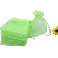 YIJUE 100pcs 4x6 Inches Drawstrings Organza Gift Candy Bags Wedding Favors Bags (Green)