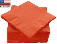 Amcrate Big Party Pack 125 Count Orange Beverage Napkins - Ideal for Wedding, Party, Birthday, Dinner, Lunch, Cocktails. (5” x 5”)