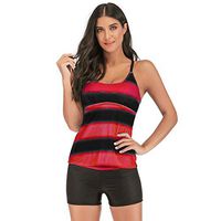 SADUORHAPPY Women’s Plus Size Swimwear Gradient Color Tankini Set Top with Shorts Low Waist Sports Swimsuit Bikini Hot Pink