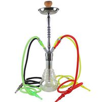 XZYP Arabian Modern Hookah, Glass Smoke Pot with LED Light Hookah Accessories, 4 Hose Hookah Combination Kit, Four-Person Pipe Suit Hookah Shisiah,Silver