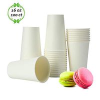 TashiLiving [100 Pack-16oz] Paper Coffee Cups Disposable Tea & Hot Chocolate container to go, 16 Ounce, White