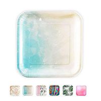 SOLAS Blue Paper Plates | Beautifully Designed Stylish Biodegradable & Fully Compostable Party Plates | Eco Friendly Party Plates | Pack of 20 Teal Party Plates | 9 Inch Square Aqua Paper Plates