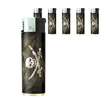 JS & Caren Vintage Pirate Ship Lighters S7 Set of 5 Electronic Flame Cigarette Smoking Retro High Seas