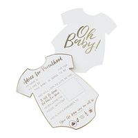 Ginger Ray OB-104 White & Gold Foiled Baby Shower Advice Cards Pack (10Piece)