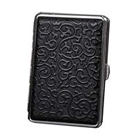 Men Business Gift Cigarette Storage Holder Cigarette Case Slim Leather Metal Storage Box for 14 Piece Cigarettes(Black)