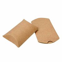 50 Kraft Pillow Boxes with 100 Clear Seals; Favor and Gift Boxes, 2 1/2 x 7/8 x 4 Inches