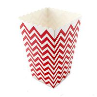 IPALMAY 36 Case Mini Paper Popcorn Boxes - Treat Boxes - Gift Boxes - Candy Boxes, Family Movie Night Boxes, Red and White Chevron