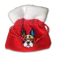 Sfgggerrd French Bulldog Wearing Red Glasses Reusable Kids Christmas Drawstring Pouches Candy Jewelry Gift Bag Santa Present