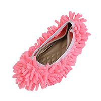 Microfiber Washable Mop Slippers Shoes For Women Floor Dust Dirt Hair Cleaner (Color : Pink)
