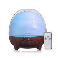 BlueHills Premium Essential Oil Diffuser with Remote Cute Aromatherapy Humidifier Large Capacity Coverage Area for Home Room Office Spa Long 12 hour Run Timer Lights Cute Dark Wood Grain-S03-600ML