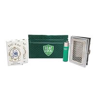 Zig Zag White Rolling Papers (2 Packs), Short Clipper Lighter, Metal Grinder Case, and Pouch - 5 Items - Bundle