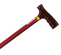 AlexOrthopedic Mobility Support Straight Adjustable Aluminum Cane with Fritz Handle - Red Marble