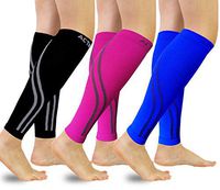 Calf Compression Sleeves 20-30 mmHg Graduated Compression, Performance Support Shin Splint,Ideal for Sports,Flight, Pregnancy (A - Black+Blue+Rose, Medium)