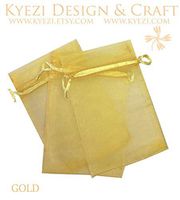 300 Pcs Gold 5x7 Sheer Drawstring Organza Bags Jewelry Pouches Wedding Party Favor Gift Bags Gift Bags Candy Bags [Kyezi Design and Craft]