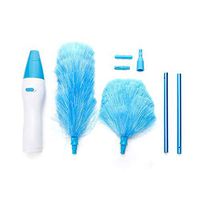 TOMYEER Adjustable Electric Feather Duster Vacuum Cleaner Battery Operated with Touch Button, Blue