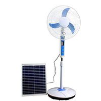 Solar Powered Fan for Camping Solar Stand Fan DC Fan - Solar Energy Fan (16" Blade), LED Light, 15W Solar Panel, USB Port, Comes with Outlet Converter(16" Blade))