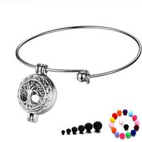 Kaufen buy Kaufen Essential Oil Diffuser Aromatherapy Bracelet, Tree of Life Locket pendent Bangle Jewelry Gift for Girls Women (Sliver)