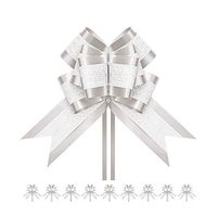 PACKHOME 10 Extra Large Gift Bows, 7.5 inches, Pull Ribbons and Bows for Gifts, Gift Wrap Bows for Decorating Presents Silver