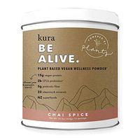 Kura Plant Based Protein Wellness Powder, Chai Spice, 15g Protein, 23 Vitamins & Minerals, Nz Superfoods, Non-GMO, Gluten Free, Stevia Free, New Zealand Born (14.3 Oz)