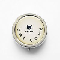 RhyNSky Animal Cat Mini Portable Pocket Pill Box Case Holder for Purse, 3 Compartments, Silvery, FS5