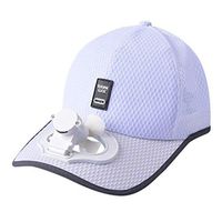 Meidexian888 USB Charging Fan Cap,Summer Adult Unisex Cooling Breathable Shade Sunscreen Camping Hiking Peaked Cap Fan Baseball Hat (White)