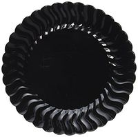 Fineline Settings 18-Piece Flairware Shell Edged China-Like Plate, 7.5-Inch, Black