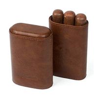 Cxjff Travel Portable Cigar Tube Can Hold 3 Cigars Cigarette Box Cedar Wood Lining Leather Leather Case Men's Gift Box Brown ble for The Office New Classic Portable Cigar humidifier