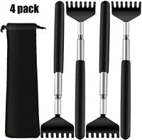 4 Pieces Back Scratcher Portable Extendable Back Scratcher Stainless Steel Scratcher ?Back Itch can be Cured ? Carrying Bag for Scratching Supplies (Black)