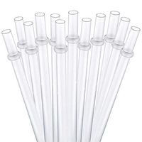 Dakoufish 12 Piece 9 Inch Reusable Plastic Thick Drinking Straws BPA Free Mason Jar Straws Plain Color