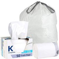 Plasticplace Custom Fit Trash Bags │ Simplehuman Code K Compatible (50 Count) │ White Drawstring Garbage Liners 10 Gallon / 38 Liter │ 24.4" x 28"