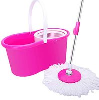 Alwaysprekit 360° Spin Mop with Bucket & Dual Mop Heads Floor Cleaning System Easy to Install Mops for Home Kitchen Floor Cleaning Tools Household Supplies Clean Tools (Pink)