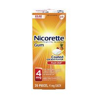 Nicorette Nicotine Gum, Stop Smoking Aid, 4 mg, Fruit Chill Flavor, 20 count