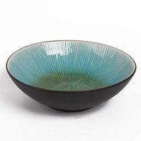 ZSQAI Ceramic Ramen Bowl Blue Retro Creative Ice Crack Fruit Salad Bowl