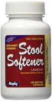 Rugby Stool Softener Laxative Docusate Sodium 100 mg, 100 Softgel Capsules