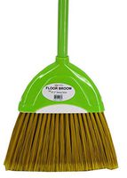 Uniware Angled Floor Broom with 47.2" Metal Broomstick, Made in Turkey (Green)
