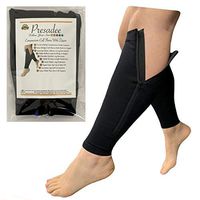 Presadee Calf Zipper 15-20 mmHg Compression Leg Circulation Fatigue Shin Sleeve (Black, L/XL)