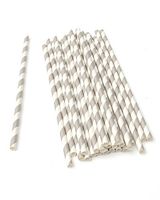Silver Stripe Straws - 24 Count