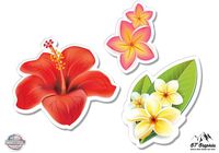 GT Graphics Hawaiian Flowers Set of 3 - Vinyl Sticker 9" Total Area - for Car Laptop I-Pad - Waterproof Decal