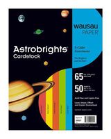 Astrobrights Colored Cardstock, 8.5" x 11", 65 lb/176 gsm, "Cheerful" 5-Color Assortment, 50 Sheets (20221)