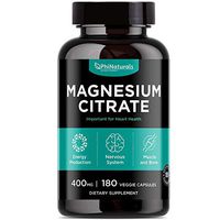 Magnesium Citrate Powder Capsules 400mg – [180 Count] Pure Non-GMO Supplements – Natural Sleep Calm Relax - Made in The USA